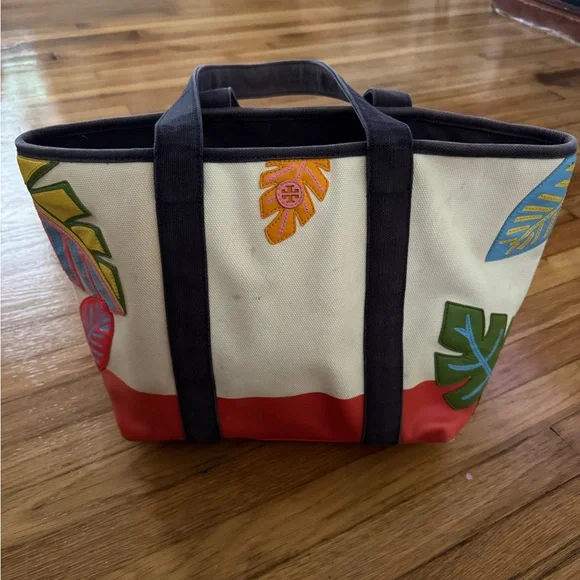 Tory Burch Tropical Canvas Tote Bag - Picture 1 of 9